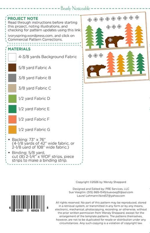 Bearly Noticeable - Quilt Pattern