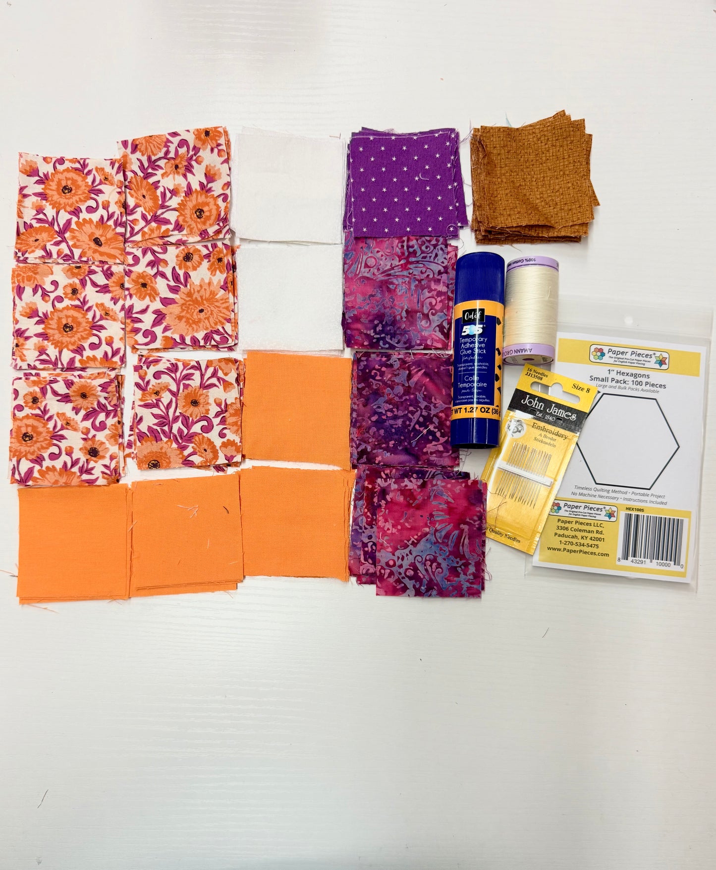 English Paper Piecing (Marigolds and Plum) Starter Kit