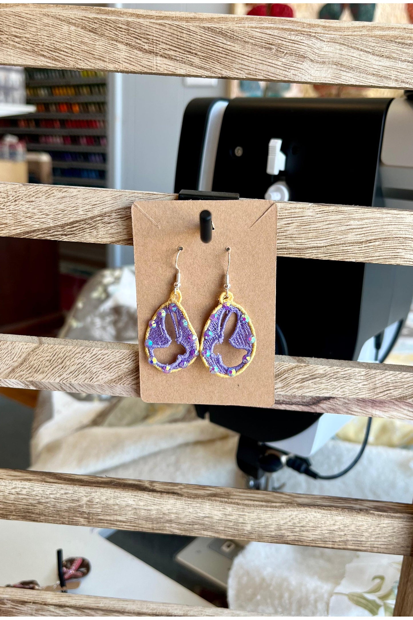 Earrings - Easter Bunnies Purple