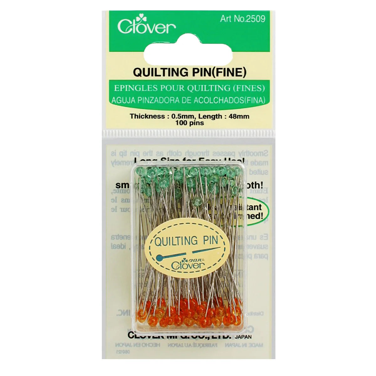 Clover Quilting Pins (Fine) 100 Count