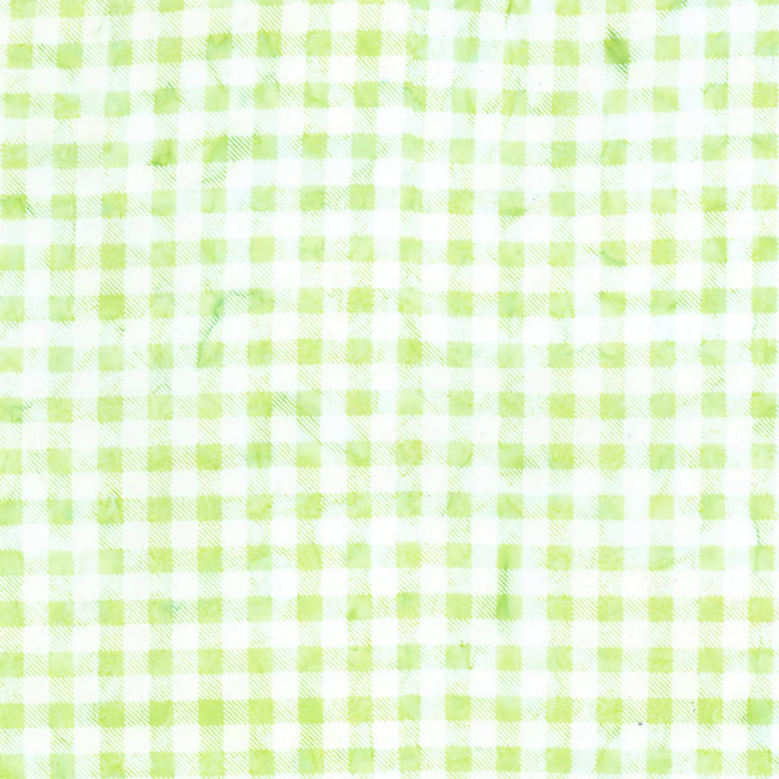 Expressions Batiks - Daisy Dots - Gingham Chartreuse