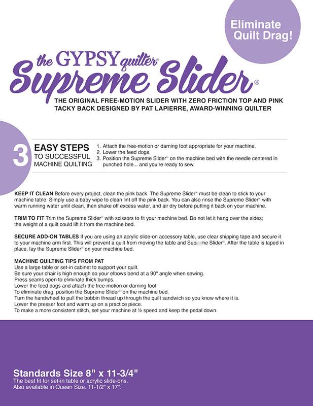 The Supreme Slider - The Gypsy Quilter