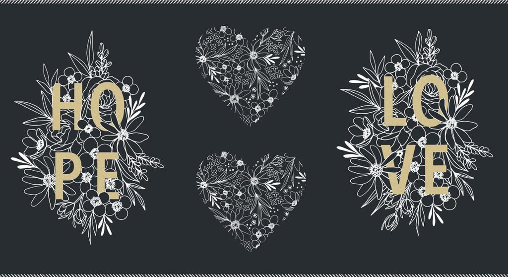 Gilded Metallic Hope Love Panel - Ink Gold