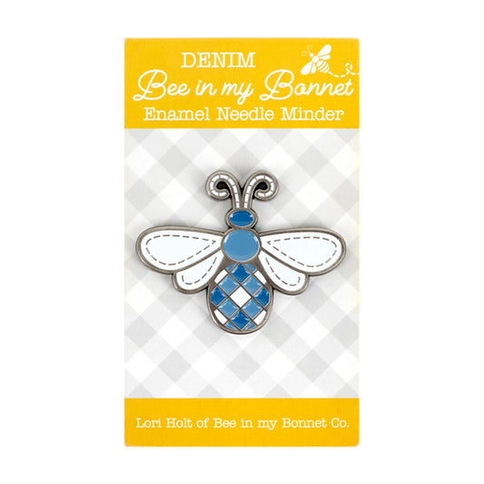 Denim Bee Enamel Needle Minder