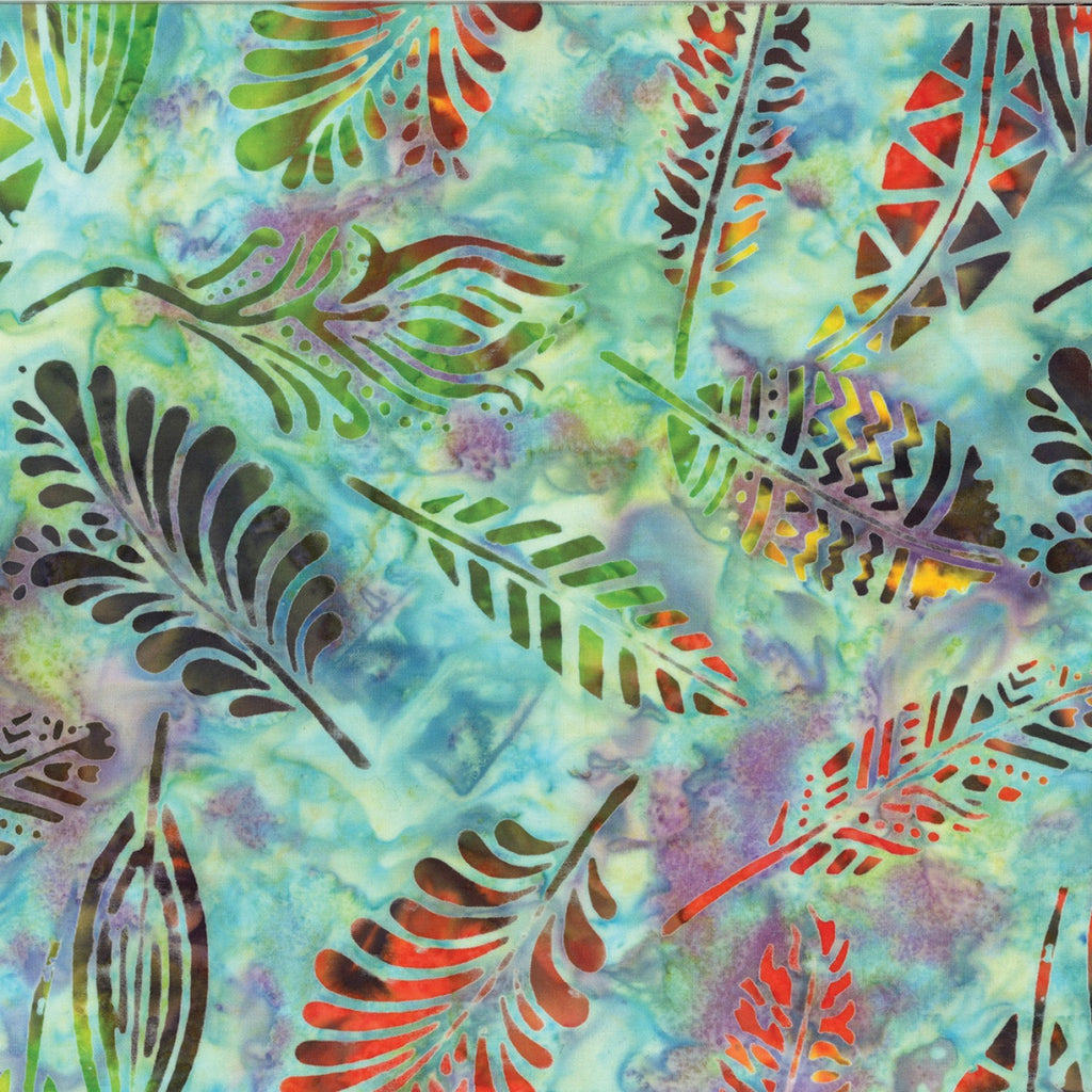 Benartex - Bali Tropical Retreat - Aqua Multi Feather