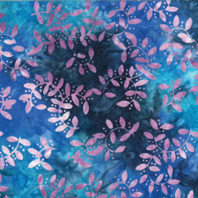 Benartex - Bali Tropical Retreat - Blue Pink Vine