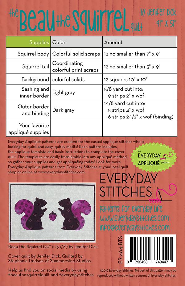 Beau The Squirrel - Quilt Pattern