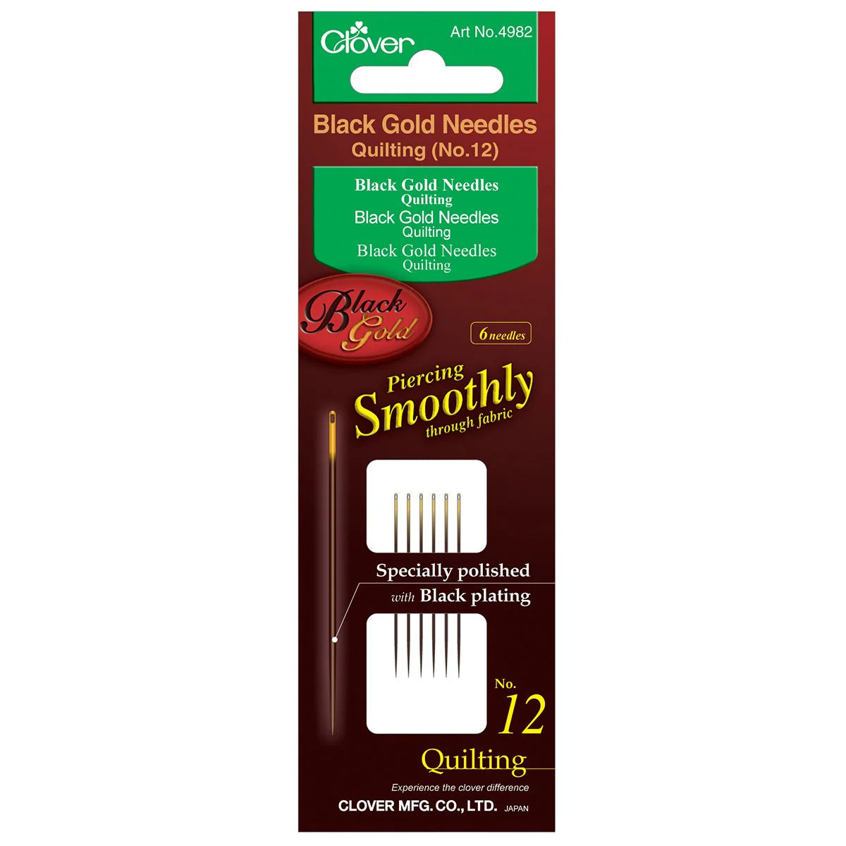 Clover Black Gold Sewing Needles - (Quilting) No. 12