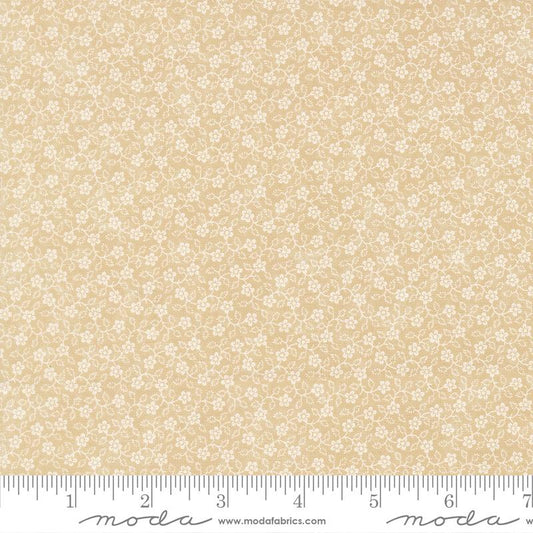 Bluebirds Nest Flowers Tan Tonal