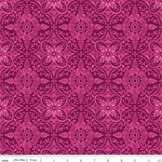 Poppies & Plumes - Wine Damask