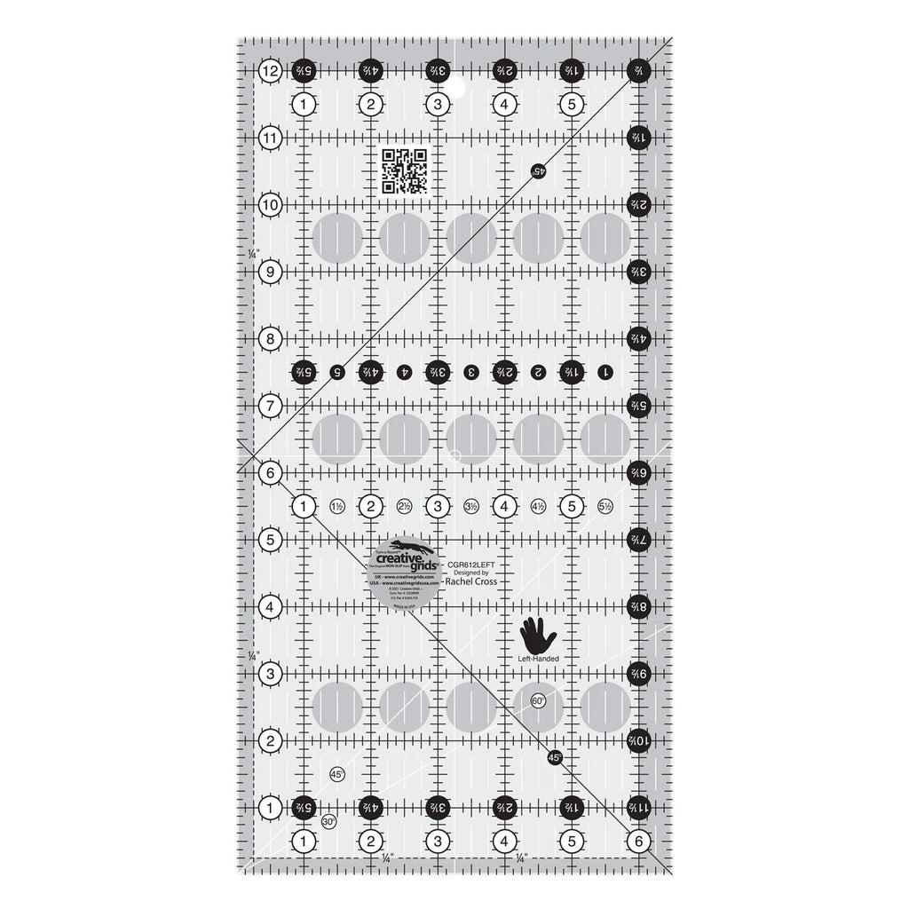 Creative Grids Left Handed Quilt Ruler 6-1/2in x 12-1/2in Rectangle