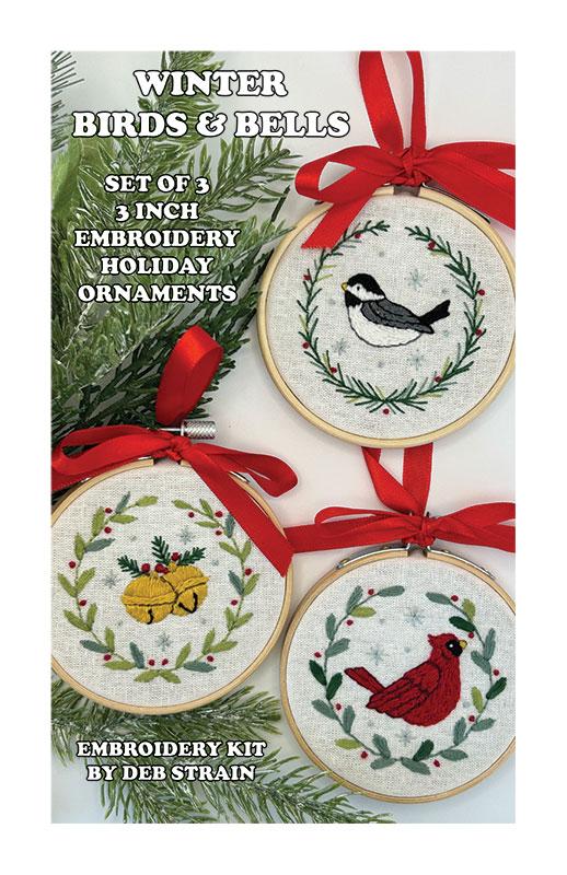 "Winter Birds & Bells" Set of 3 Ornaments Kit