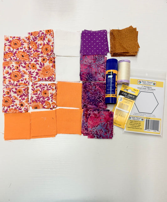 English Paper Piecing (Marigolds and Plum) Starter Kit