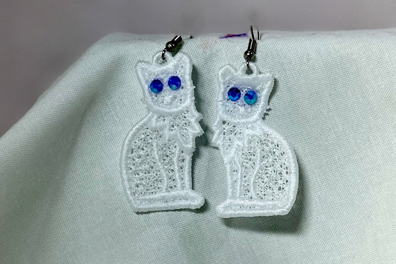 Earrings - White Cats