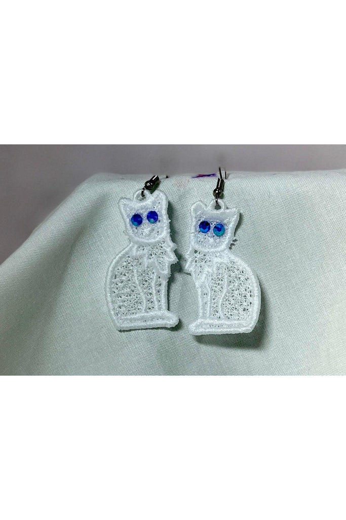 Earrings - White Cats