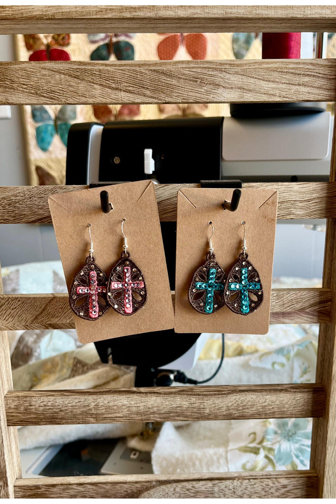 Earrings - Easter Crosses Pink