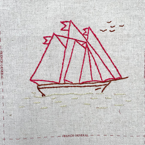 French General Redwork Hand Embroidery Kit