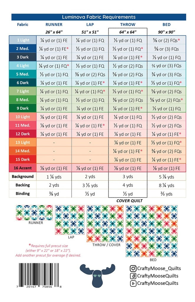 Luminova Quilt Pattern