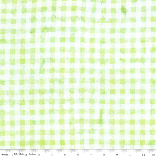 Expressions Batiks - Daisy Dots - Gingham Chartreuse