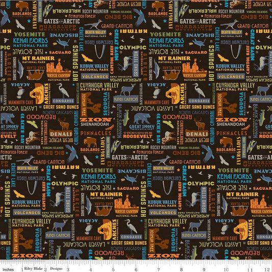 Riley Blake - National Parks Word Print - Black
