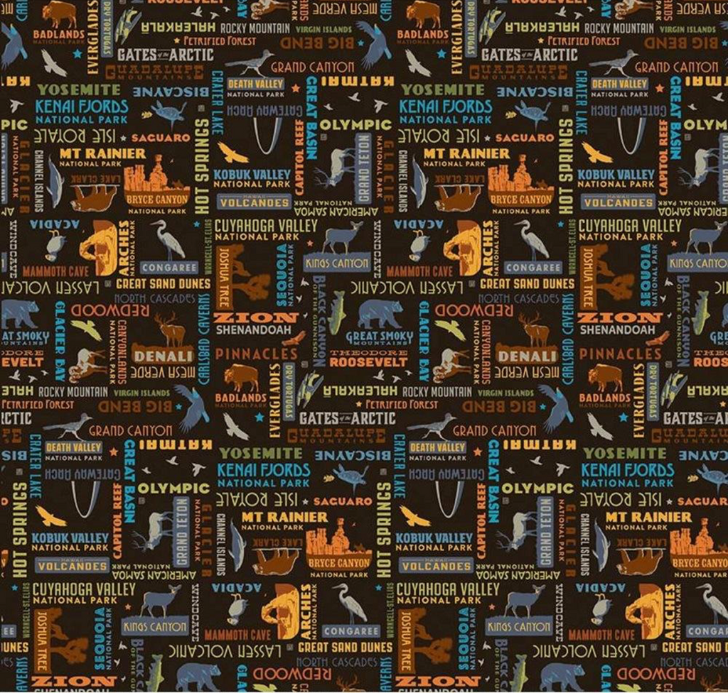 Riley Blake - National Parks Word Print - Black