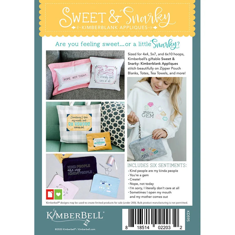 Sweet & Snarky: Kimberblank Appliques - CD Embroidery File