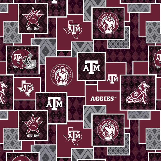 TEXAS A&M UNIVERSITY-Argyle Boxes-100% Cotton-TAM1371
