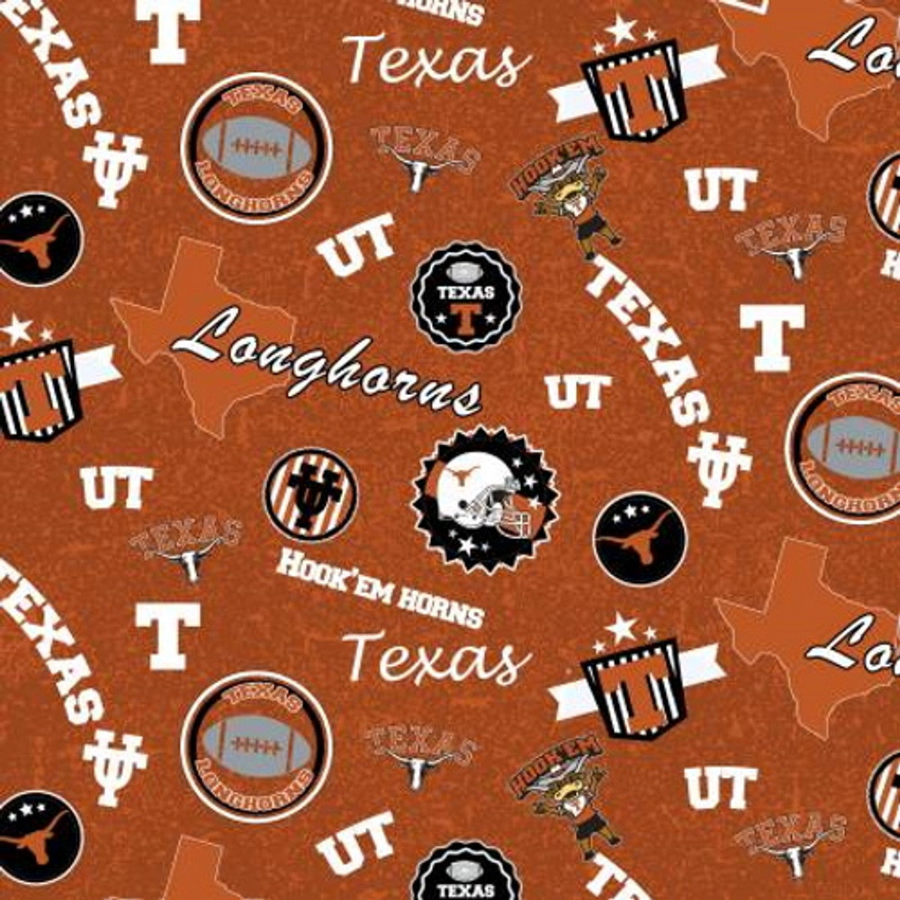 University of Texas Logos, Slogans, ETC. on Dark & Light Orange Fabric - TX-1208 46507 35362